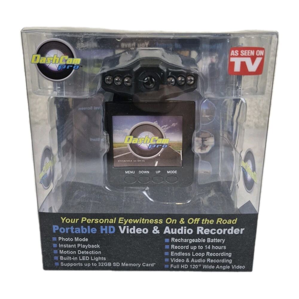 NEW Dash Cam PRO Portable HD Video & Audio Recorder - As Seen On TV Black NIB